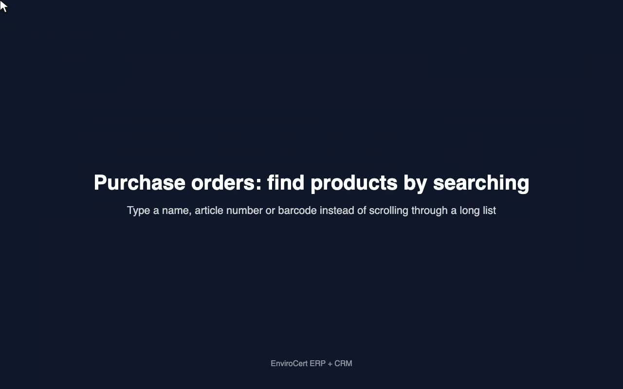 Purchase orders: find products by searching