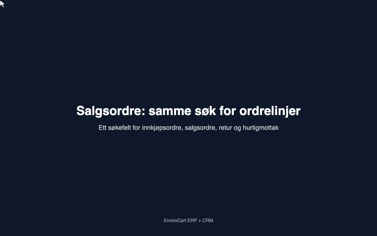 Salgsordre: samme søk for ordrelinjer