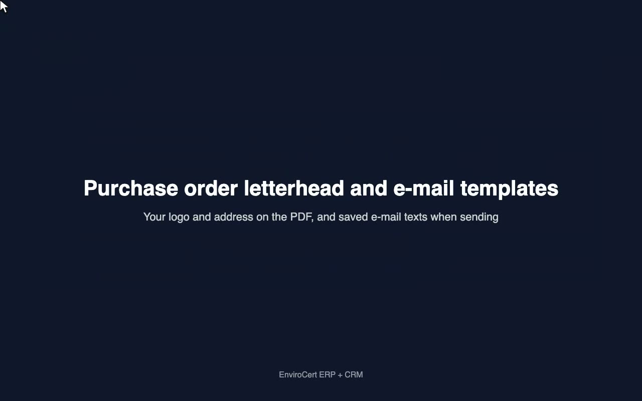 Purchase order letterhead and e-mail templates