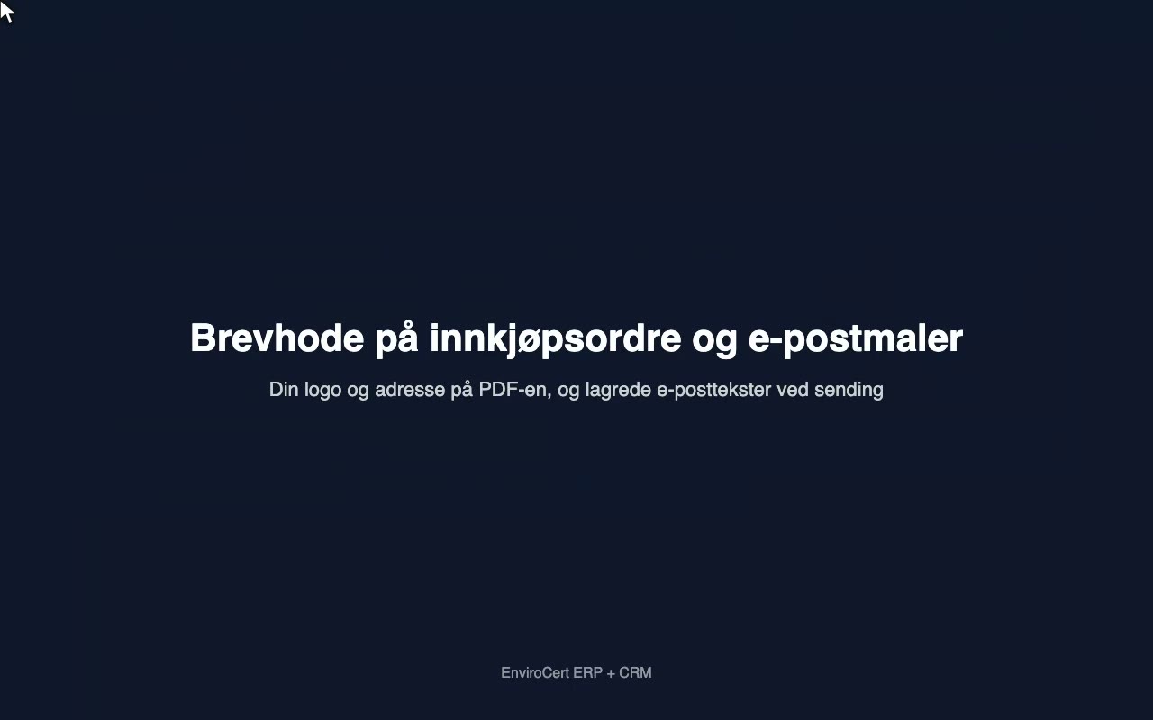 Brevhode på innkjøpsordre og e-postmaler
